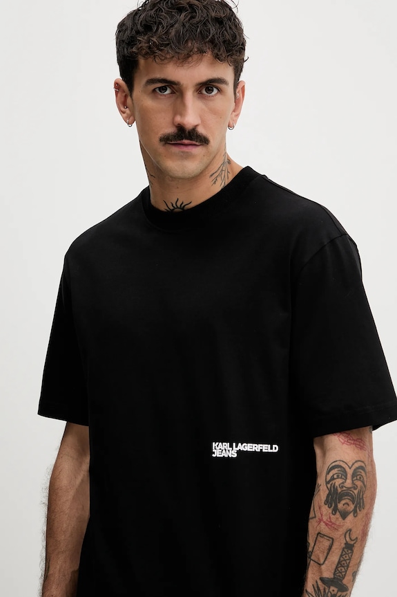 Βαμβακερό μπλουζάκι Karl Lagerfeld Jeans μαύρο B1M17073