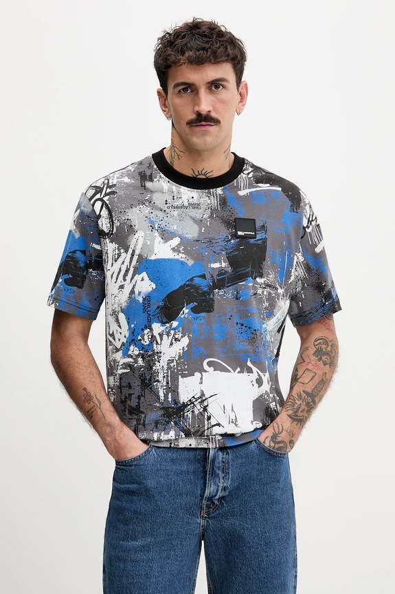Tričko Karl Lagerfeld Jeans nášivka sivá B1M17076