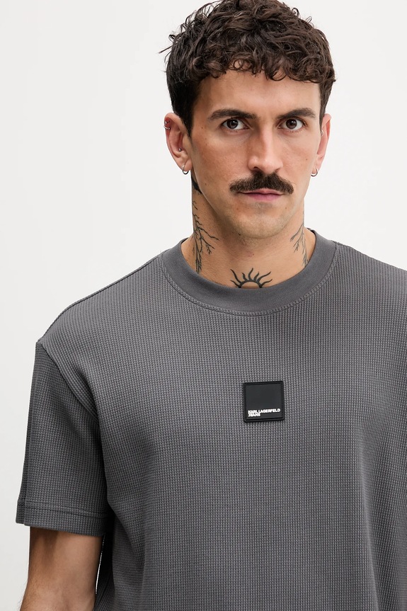 Bavlněné tričko Karl Lagerfeld Jeans šedá B1M17082