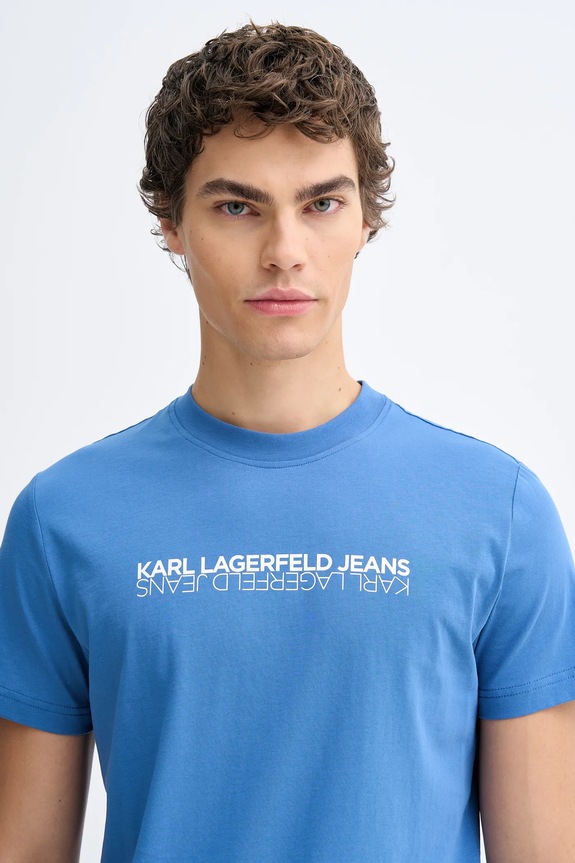 Bombažna kratka majica Karl Lagerfeld Jeans modra B1M17063