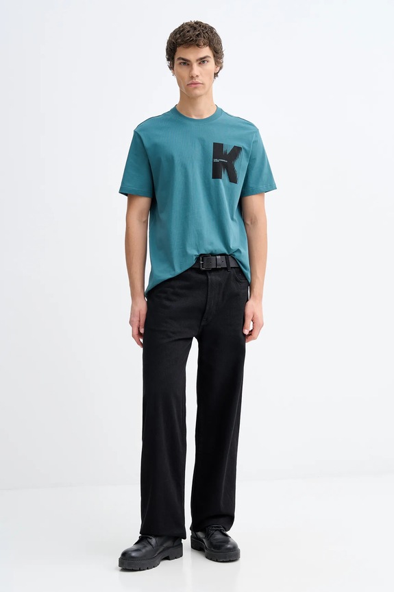 Karl Lagerfeld Jeans tricou din bumbac B1M17066 turcoaz SS26