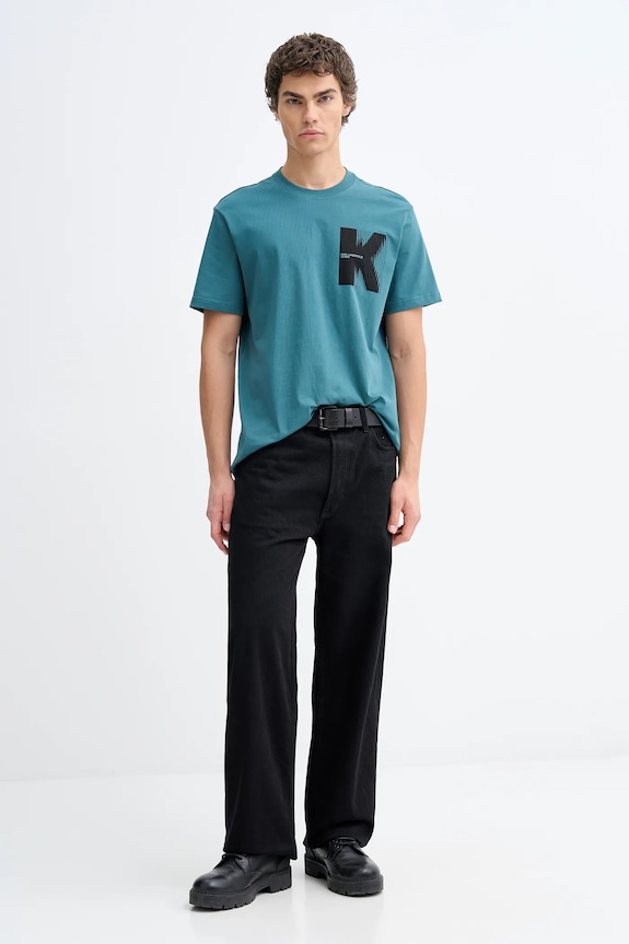 Karl Lagerfeld Jeans tricou din bumbac B1M17066 turcoaz SS26