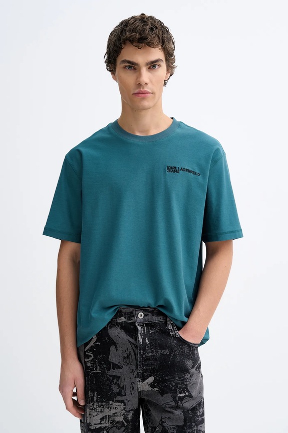 Karl Lagerfeld Jeans t-shirt bawełniany bawełna turkusowy B1M17072