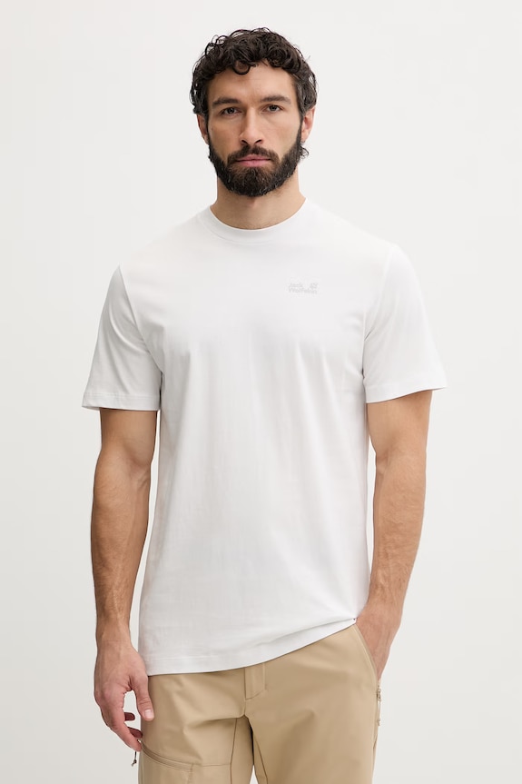 Jack Wolfskin t-shirt ανδρικό βαμβακερό Essential λευκό A65917