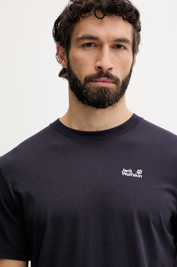 Jack Wolfskin t-shirt Ανδρικό βαμβακερό Essential σκούρο μπλε A65917