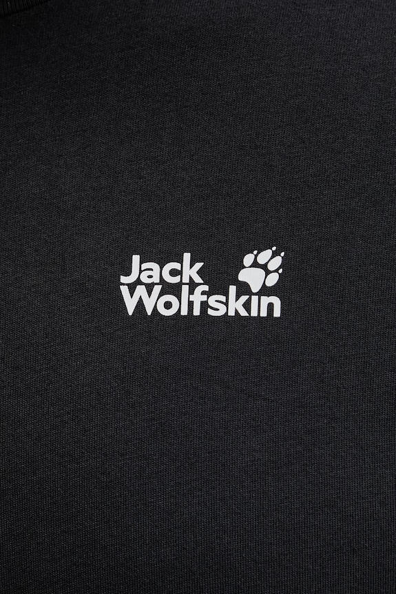Jack Wolfskin t-shirt Ανδρικό βαμβακερό Essential A65917 μαύρο