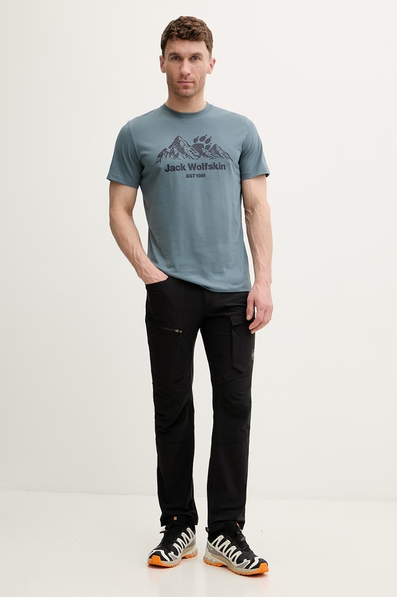 Jack Wolfskin t-shirt da uomo in cotone Carefree A66090 turchese SS26