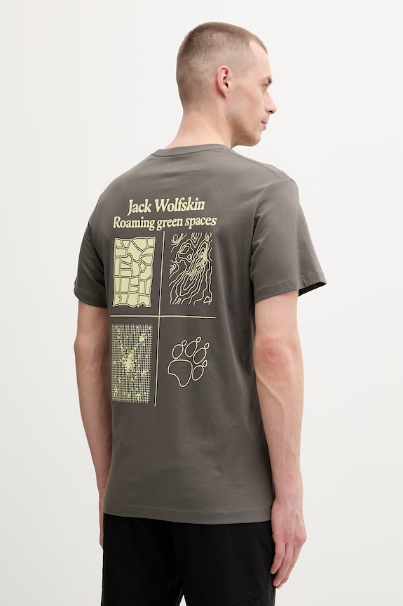 Odzież Jack Wolfskin t-shirt męski bawełniany Celebrate The Paw A65915 szary