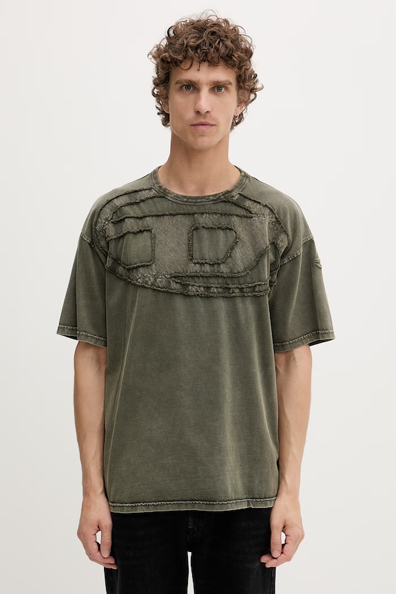 Diesel tricou bărbătesc din bumbac T-BOXT-DEN uni verde A19545.0HGBX
