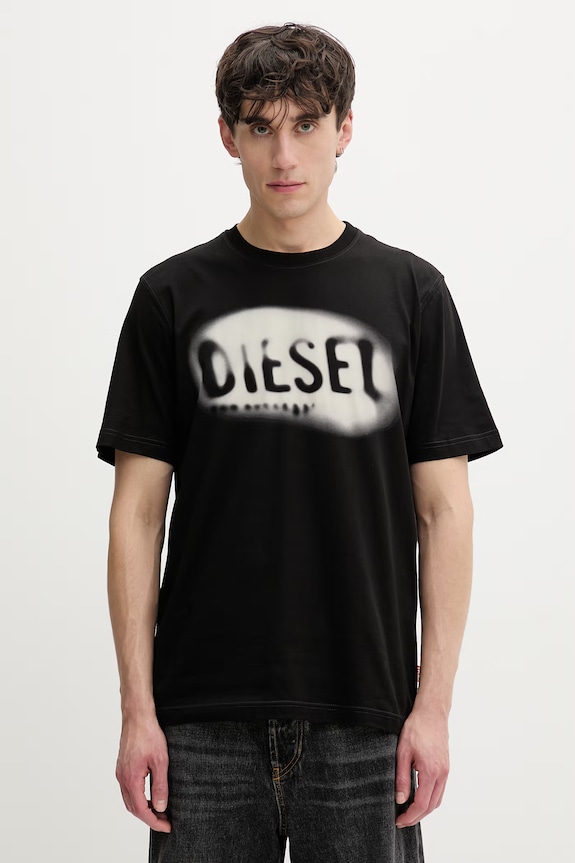 Diesel póló férfi pamut T-ADJUST-V2 fekete A19971.0QIAM