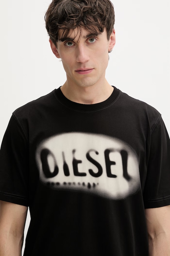 Diesel póló férfi pamut T-ADJUST-V2 fekete A19971.0QIAM