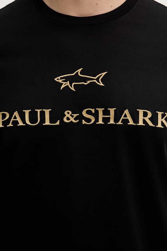 Βαμβακερό μπλουζάκι Paul&Shark 26411017 μαύρο