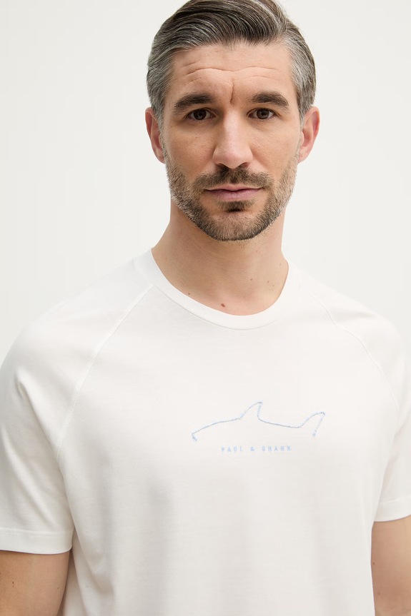 Βαμβακερό μπλουζάκι Paul&Shark λευκό 26411033