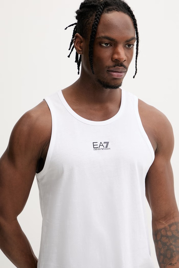 EA7 Emporio Armani maiou pentru bărbați, din bumbac alb AF10375.7M000295