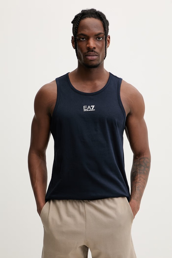 EA7 Emporio Armani maiou pentru bărbați, din bumbac bleumarin AF10375.7M000295