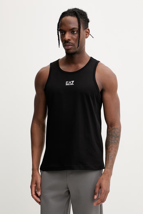 EA7 Emporio Armani maiou pentru bărbați, din bumbac negru AF10375.7M000295