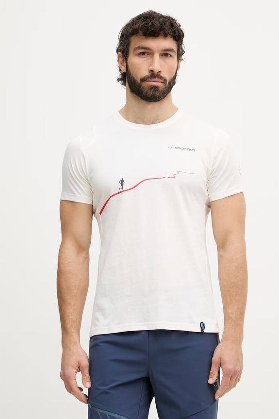 La Sportiva T-shirt sportowy męski bawełniany Trail beżowy ZACT165