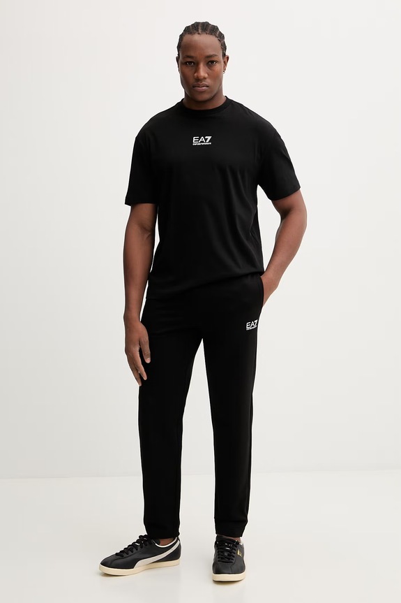 Bavlněné tričko EA7 Emporio Armani AF22264.7M001402 černá SS26