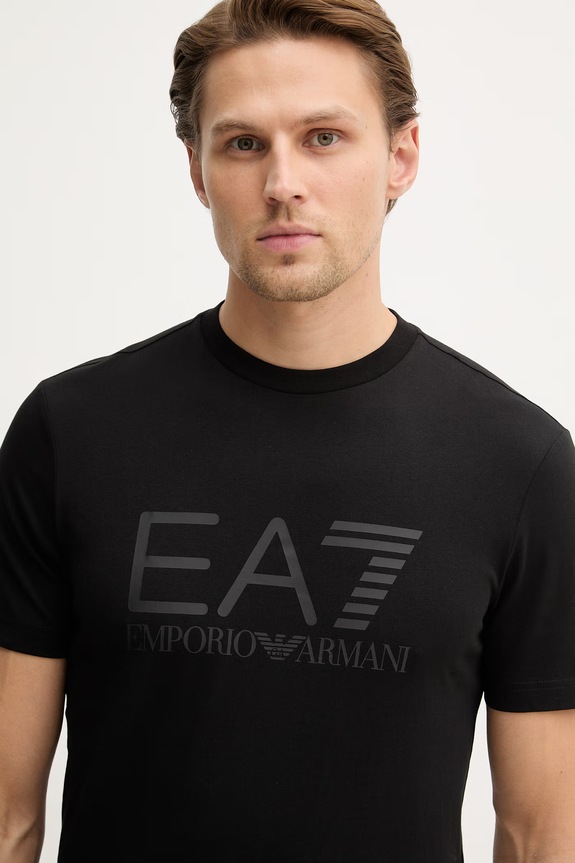 Pamučna majica EA7 Emporio Armani crna AF22264.7M001412