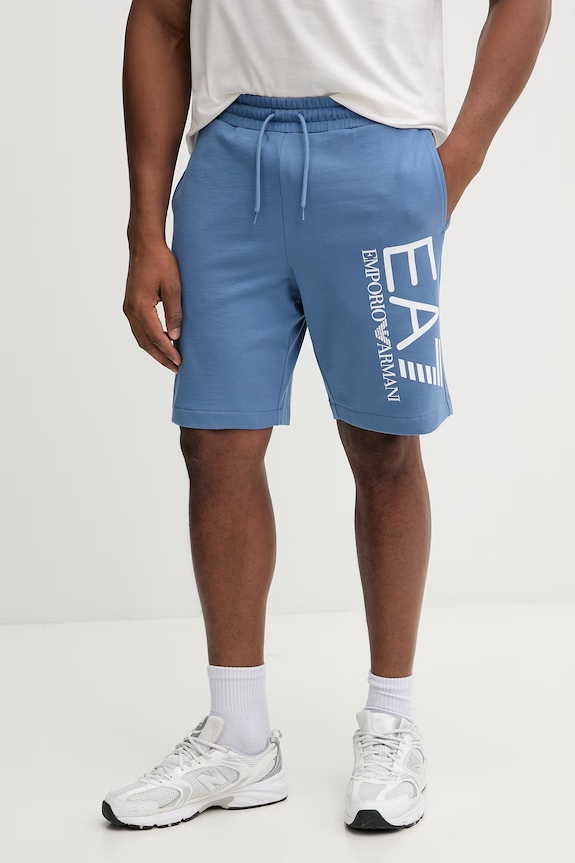 EA7 Emporio Armani pantaloni scurți din bumbac bumbac albastru AF22266.7M001414