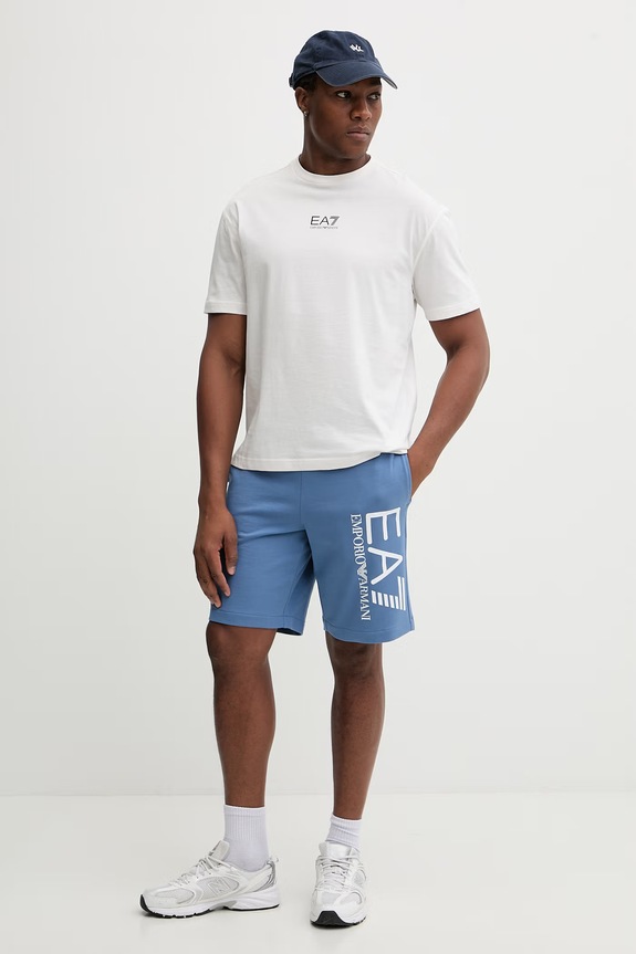 EA7 Emporio Armani pantaloni scurți din bumbac AF22266.7M001414 albastru SS26
