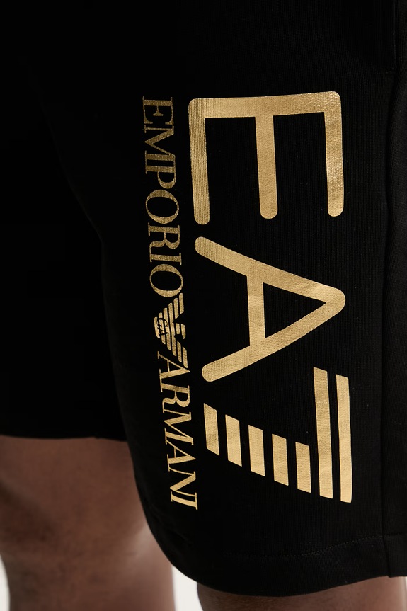 Βαμβακερό σορτσάκι EA7 Emporio Armani μαύρο AF22266.7M001414