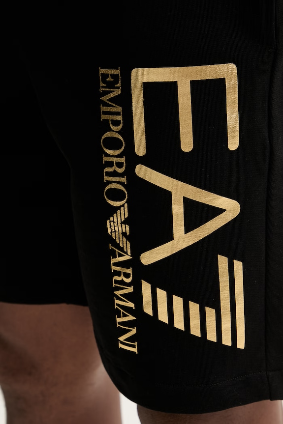 Βαμβακερό σορτσάκι EA7 Emporio Armani μαύρο AF22266.7M001414
