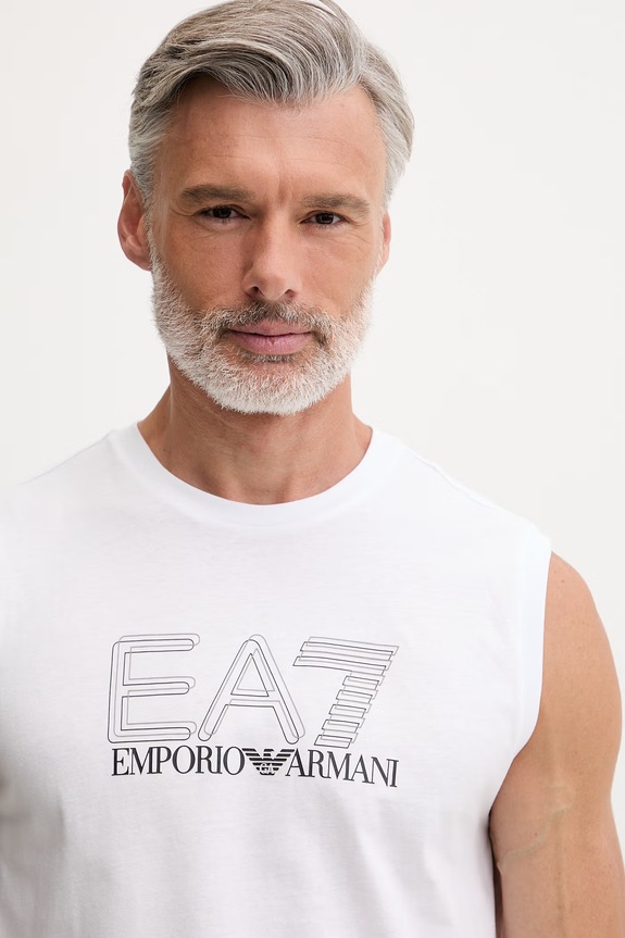EA7 Emporio Armani top pánsky bavlnený biela AF10375.7M001306