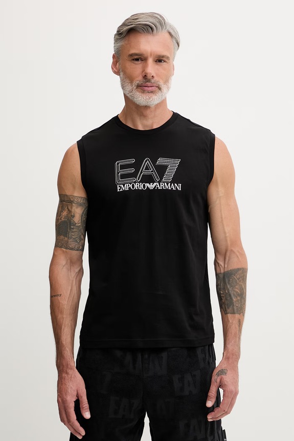 EA7 Emporio Armani top pánsky bavlnený čierna AF10375.7M001306