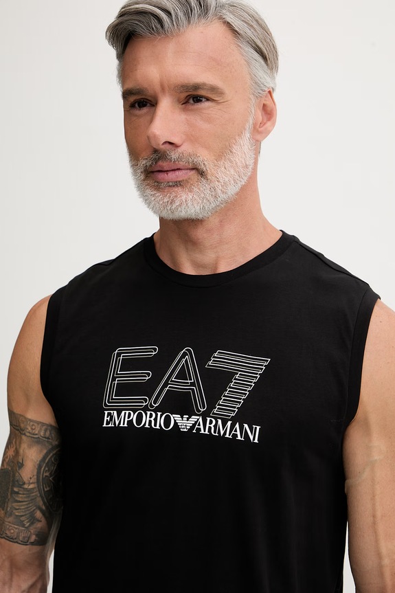 EA7 Emporio Armani top pánsky bavlnený čierna AF10375.7M001306