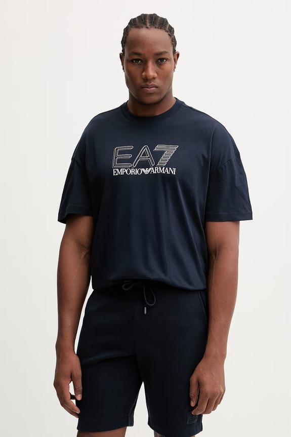 EA7 Emporio Armani pamut póló pamut sötétkék AF10375.7M001309