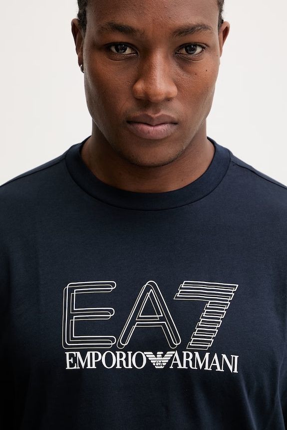 EA7 Emporio Armani pamut póló sötétkék AF10375.7M001309