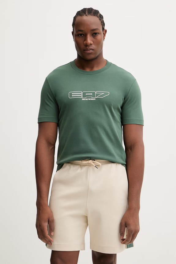 EA7 Emporio Armani tricou din bumbac imprimeu verde AF10441.7M001498