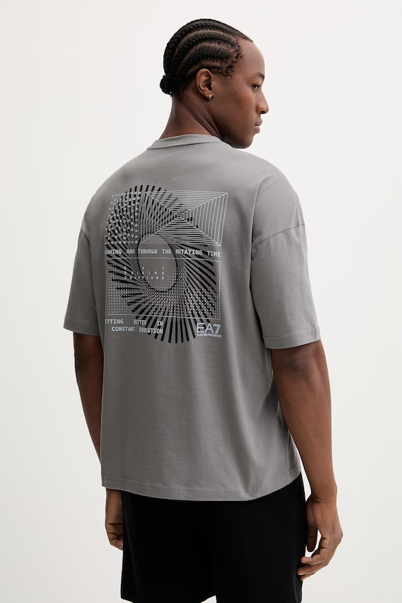 EA7 Emporio Armani tricou din bumbac print gri AF22264.7M001419