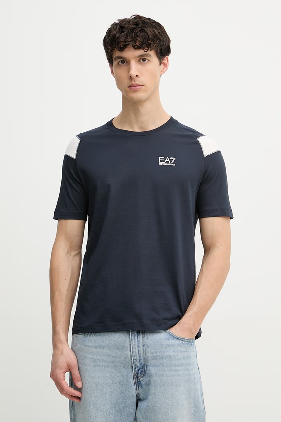 EA7 Emporio Armani tričko pánske bavlnené tmavomodrá AF10375.7M001624