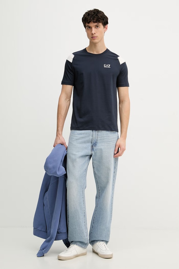 EA7 Emporio Armani tričko pánske bavlnené AF10375.7M001624 tmavomodrá SS26