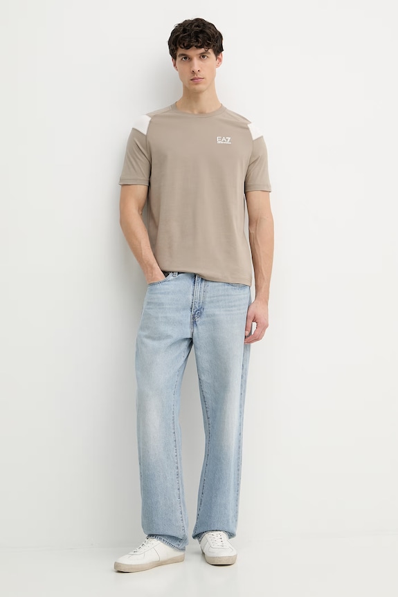 EA7 Emporio Armani tričko pánske bavlnené AF10375.7M001624 hnedá SS26