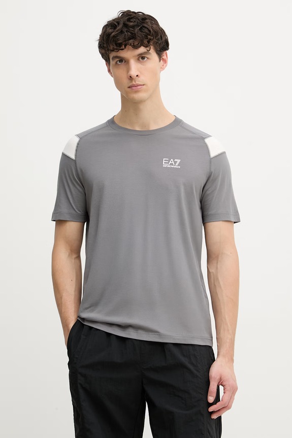 EA7 Emporio Armani tričko pánske bavlnené sivá AF10375.7M001624