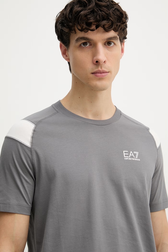 EA7 Emporio Armani tričko pánske bavlnené sivá AF10375.7M001624