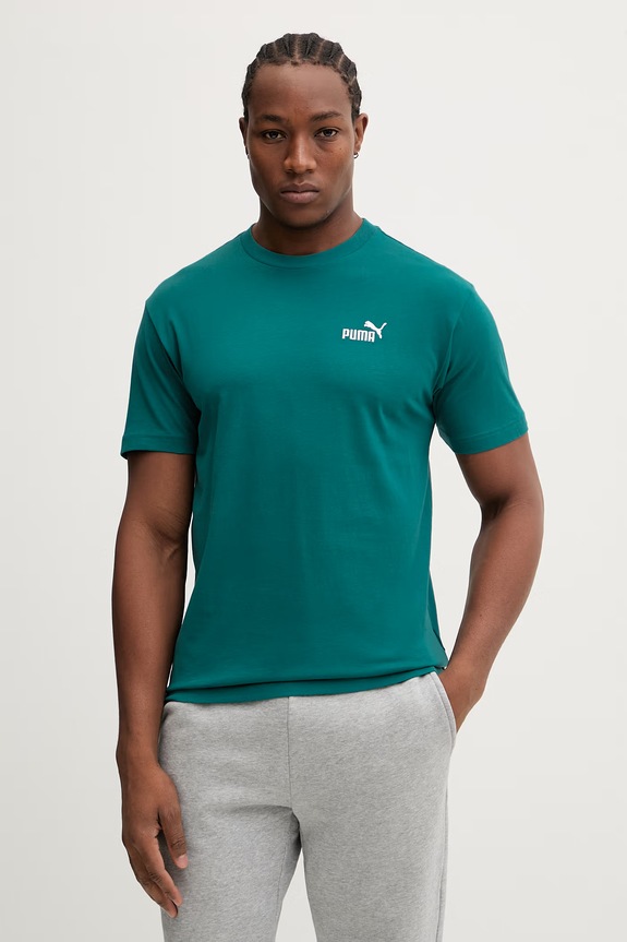 Puma t-shirt męski bawełniany Essential Logo turkusowy 689153