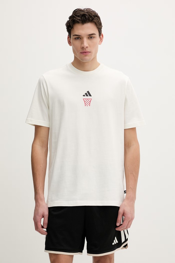 Ρούχα Βαμβακερό μπλουζάκι adidas The Anx Hoop JZ5045 μπεζ