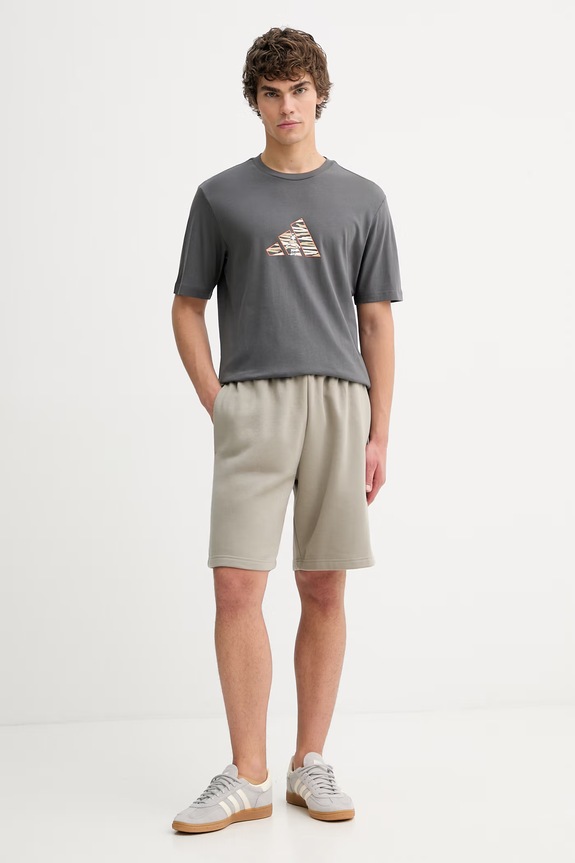Βαμβακερό μπλουζάκι adidas Camo Explorer JZ7501 γκρί SS26