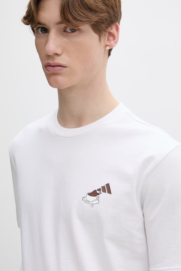 Bavlněné tričko adidas Coffee Cafe bílá KB2497
