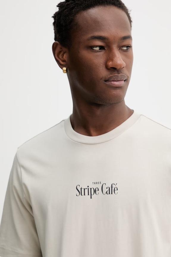 Βαμβακερό μπλουζάκι adidas Coffee Cafe μπεζ KB2501