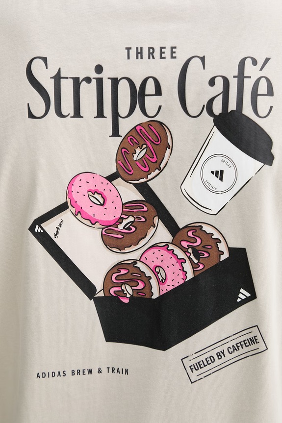 Βαμβακερό μπλουζάκι adidas Coffee Cafe KB2501 μπεζ