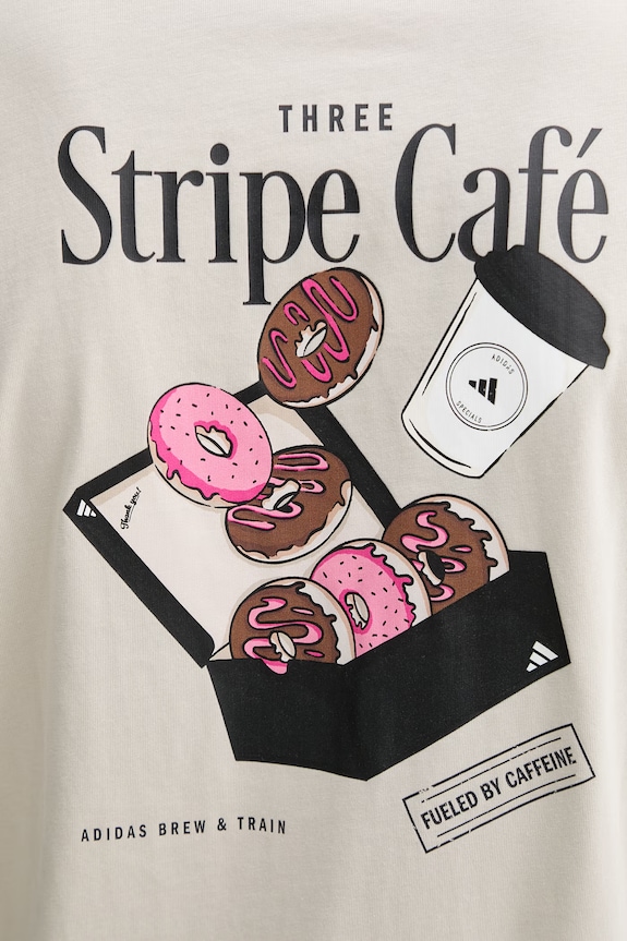 Βαμβακερό μπλουζάκι adidas Coffee Cafe KB2501 μπεζ