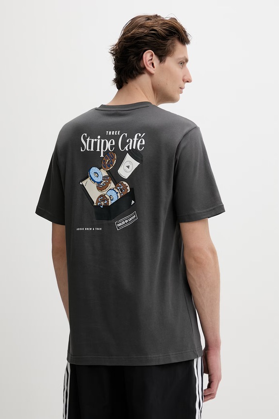 Хлопковая футболка adidas Coffee Cafe хлопок серый KB2502