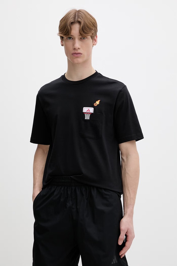 Bavlněné tričko adidas The Mini Embroidery nášivka černá KB2526