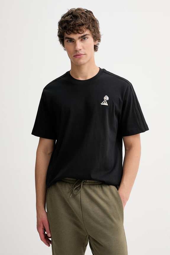 Βαμβακερό μπλουζάκι adidas Coffee Cafe βαμβάκι μαύρο KB4847