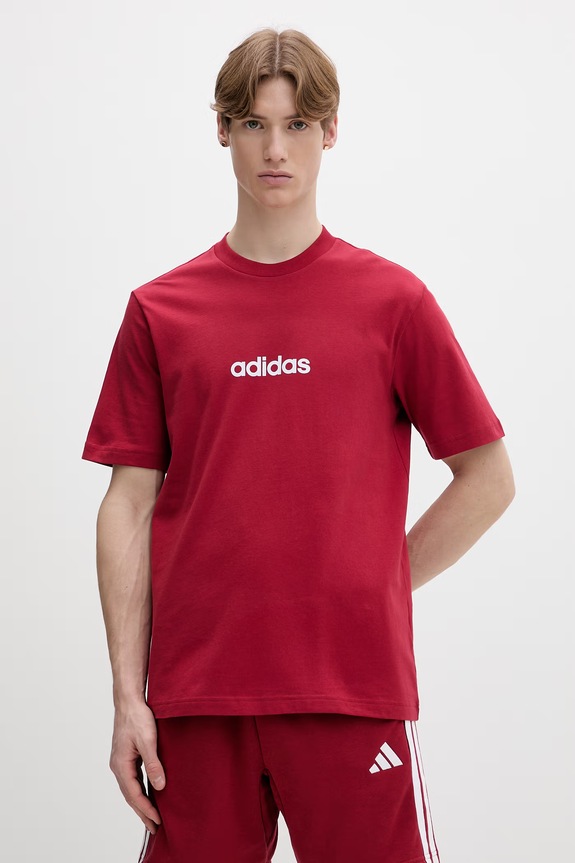 Bavlněné tričko adidas potisk červená KC0881